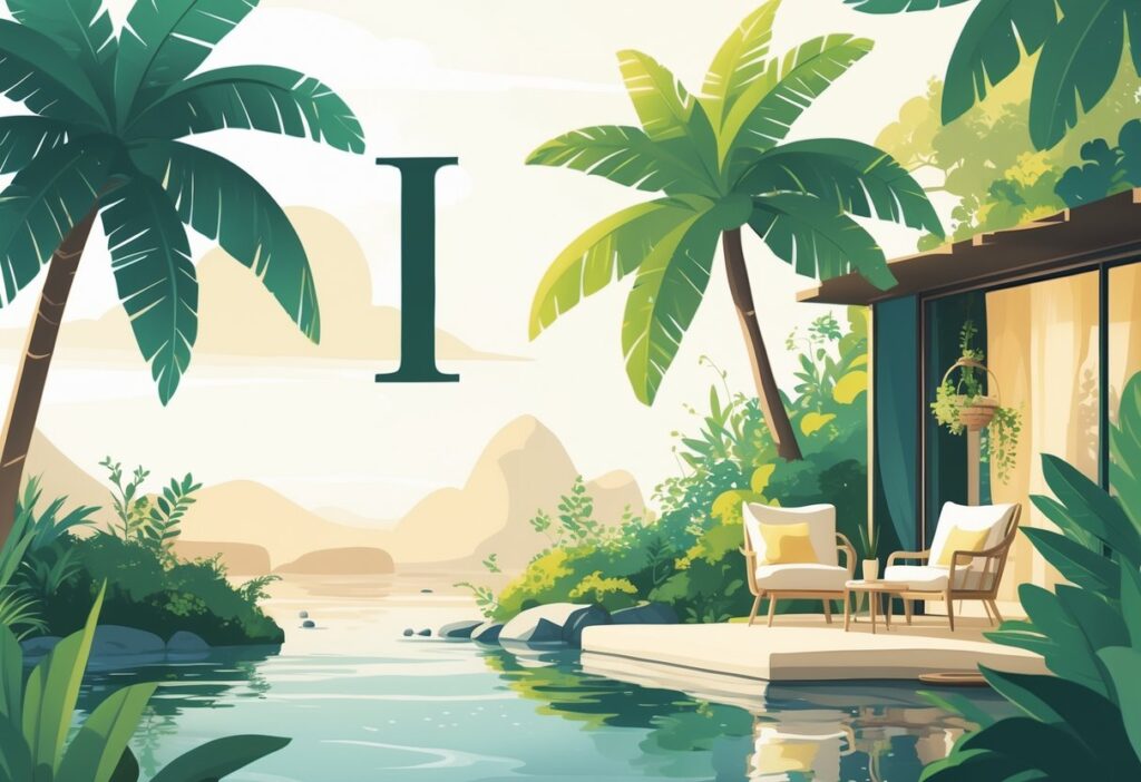 Um lugar tranquilo e convidativo com elementos naturais ou um ambiente interno acolhedor.