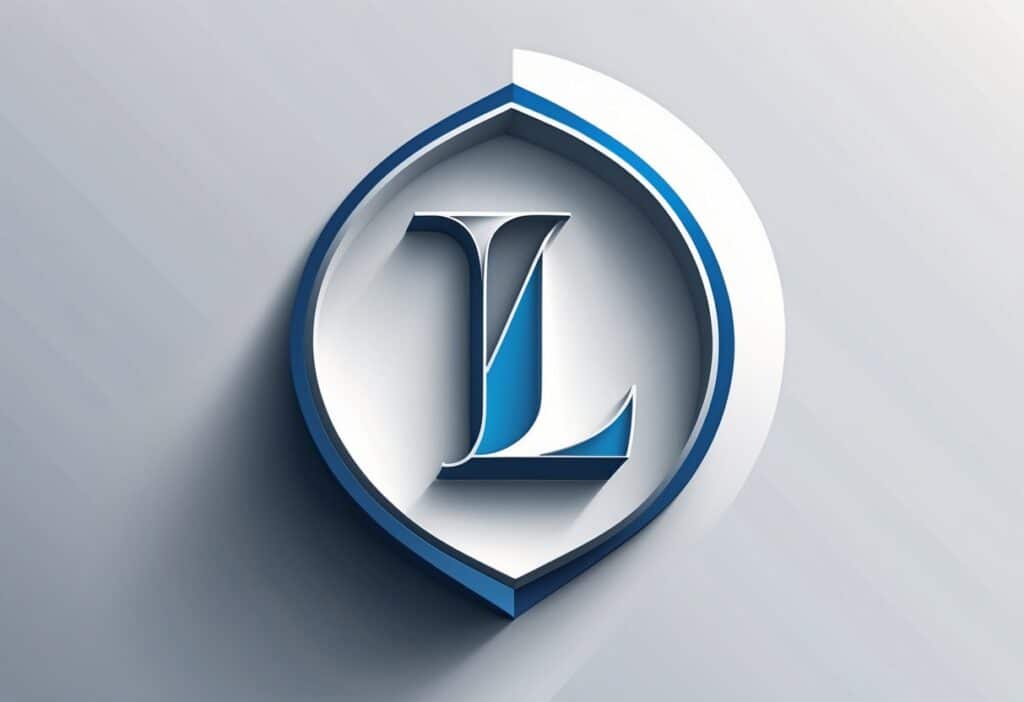 Ilustração de um logotipo estilizado com a letra L, em um design moderno e minimalista.