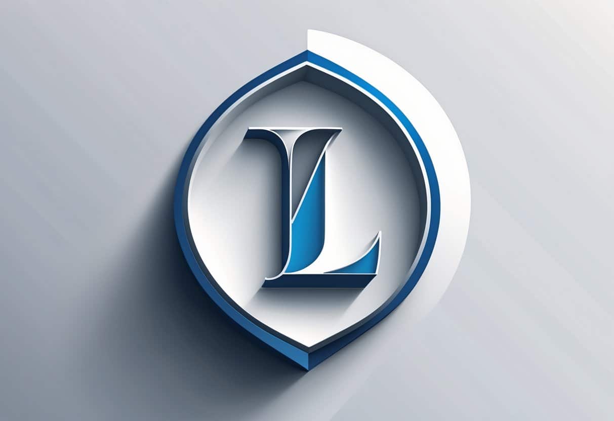 Ilustração de um logotipo estilizado com a letra L, em um design moderno e minimalista.