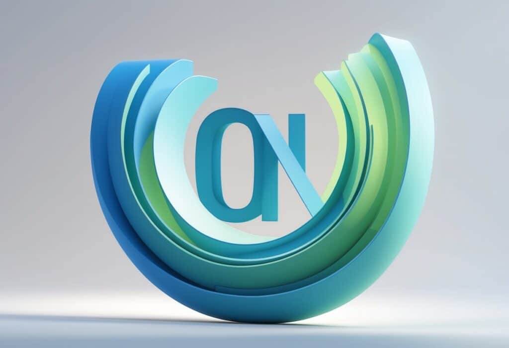 Ilustração profissional de um objeto abstrato começando com a letra 'n', com formas suaves e cores em tons de azul e verde, em um fundo claro e minimalista.